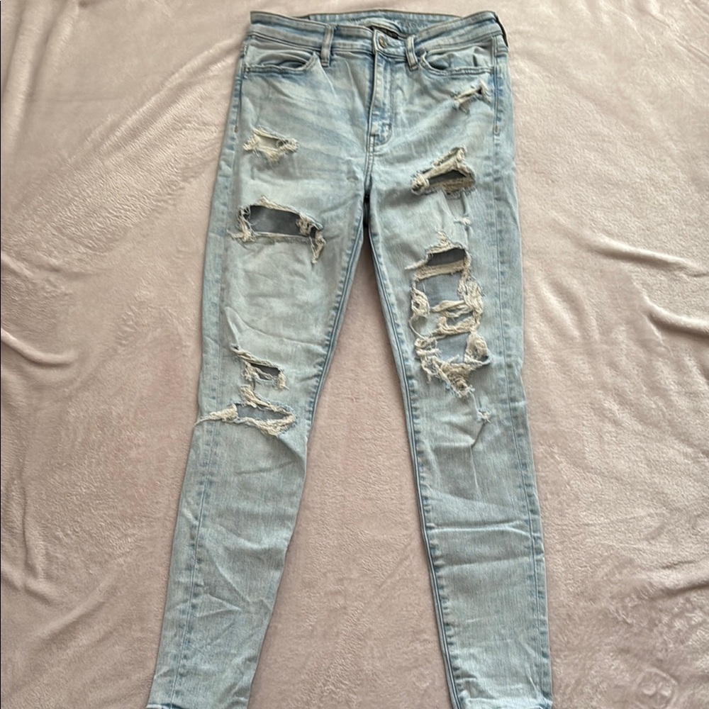American Eagle Outfitters Light Blue Ripped Skinny Jeans